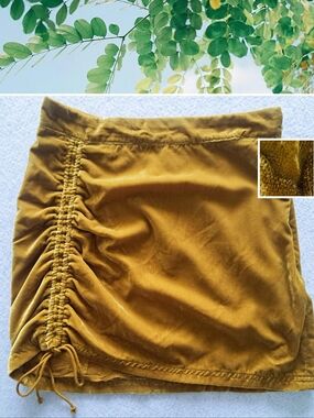 Free People Shimmering Gold Vivienne Velvet Mini Skirt